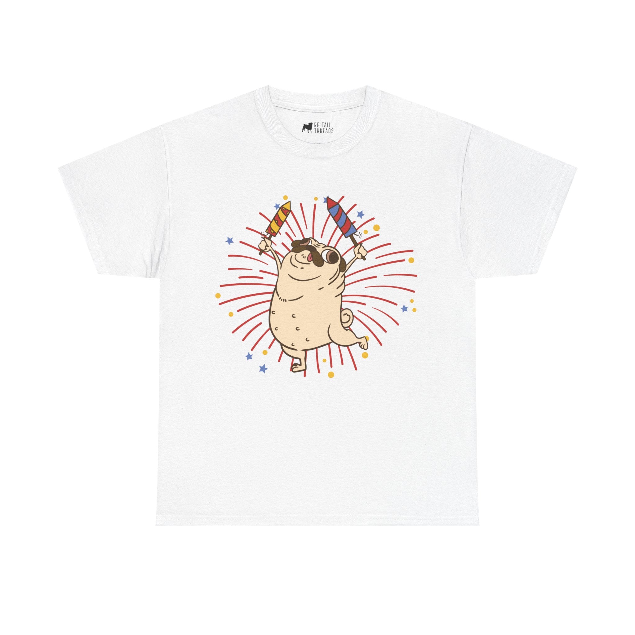 Pug T-Shirt: Pug Fireworks