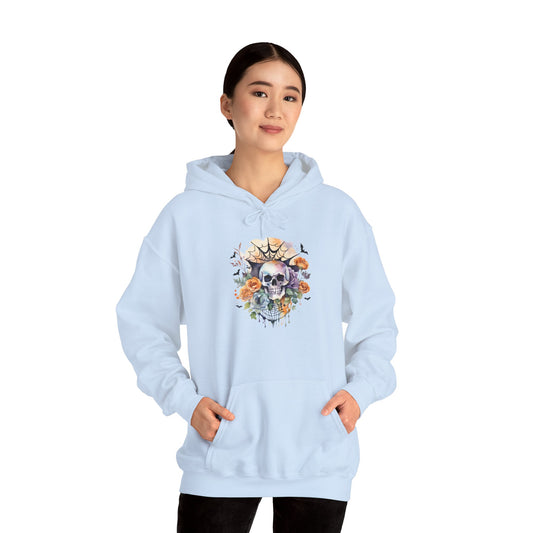 Halloween Hoodie: Skull and Flowers