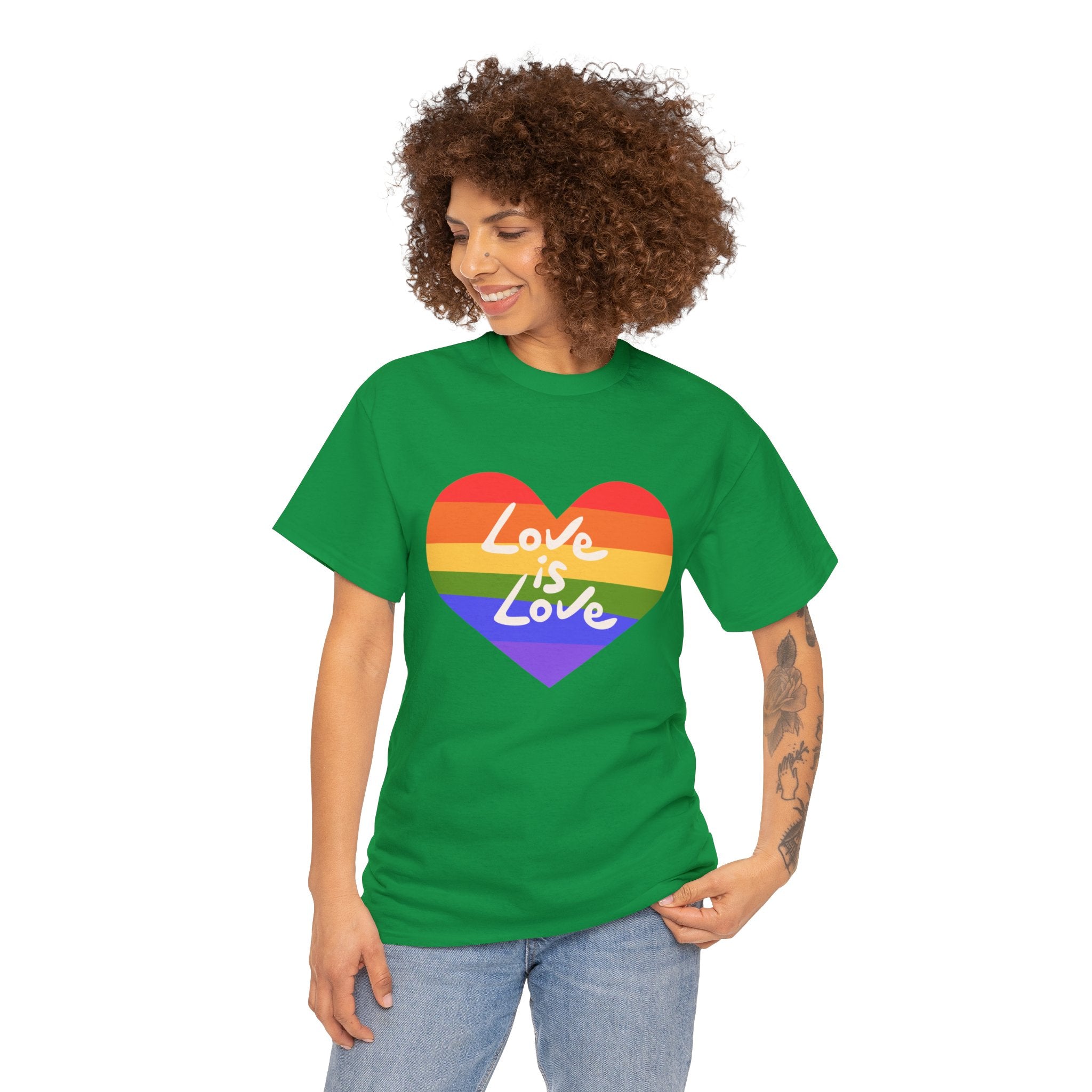 PRIDE T-Shirt: Love is Love Rainbow Heart