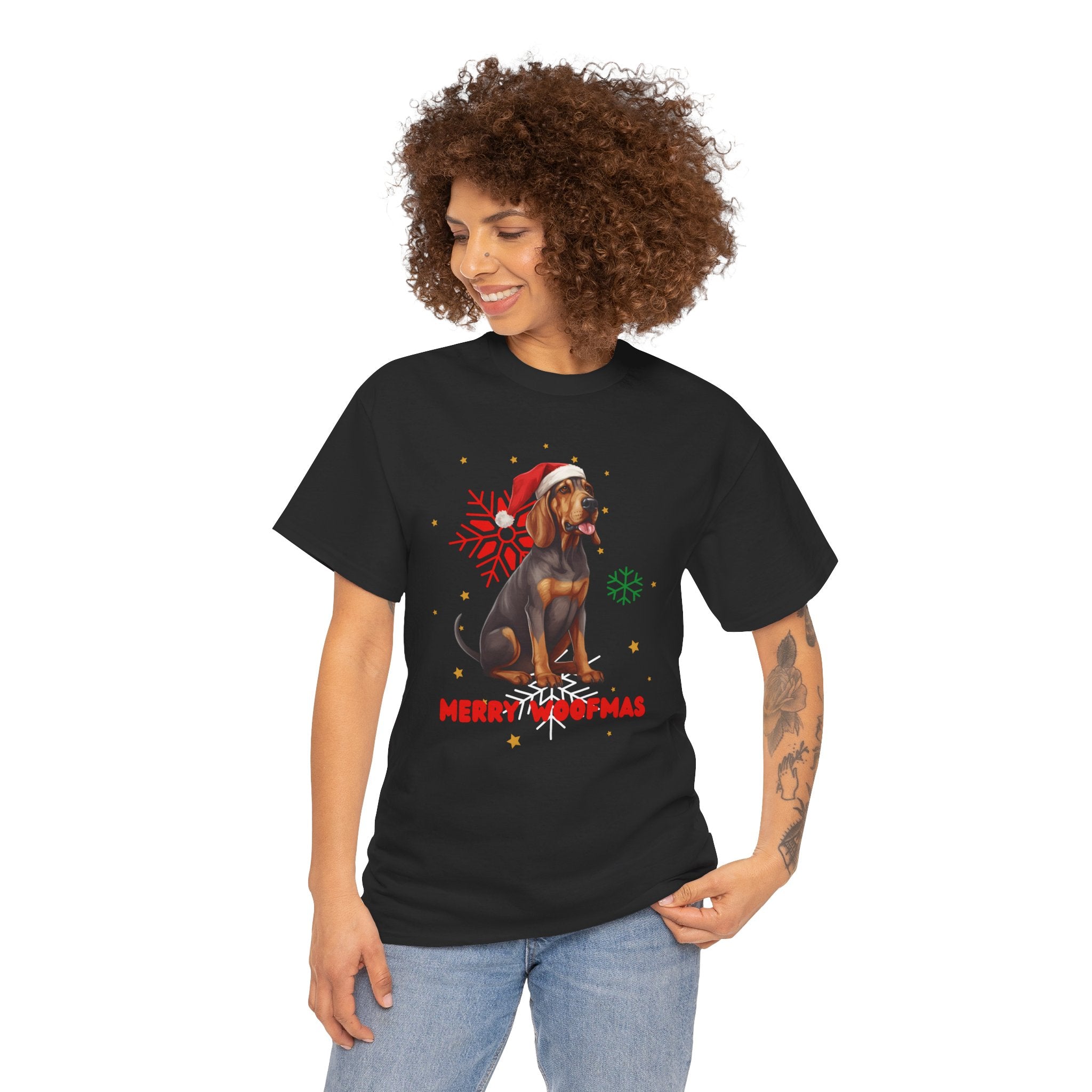 Christmas T-Shirt: Santa Hat Coonhound