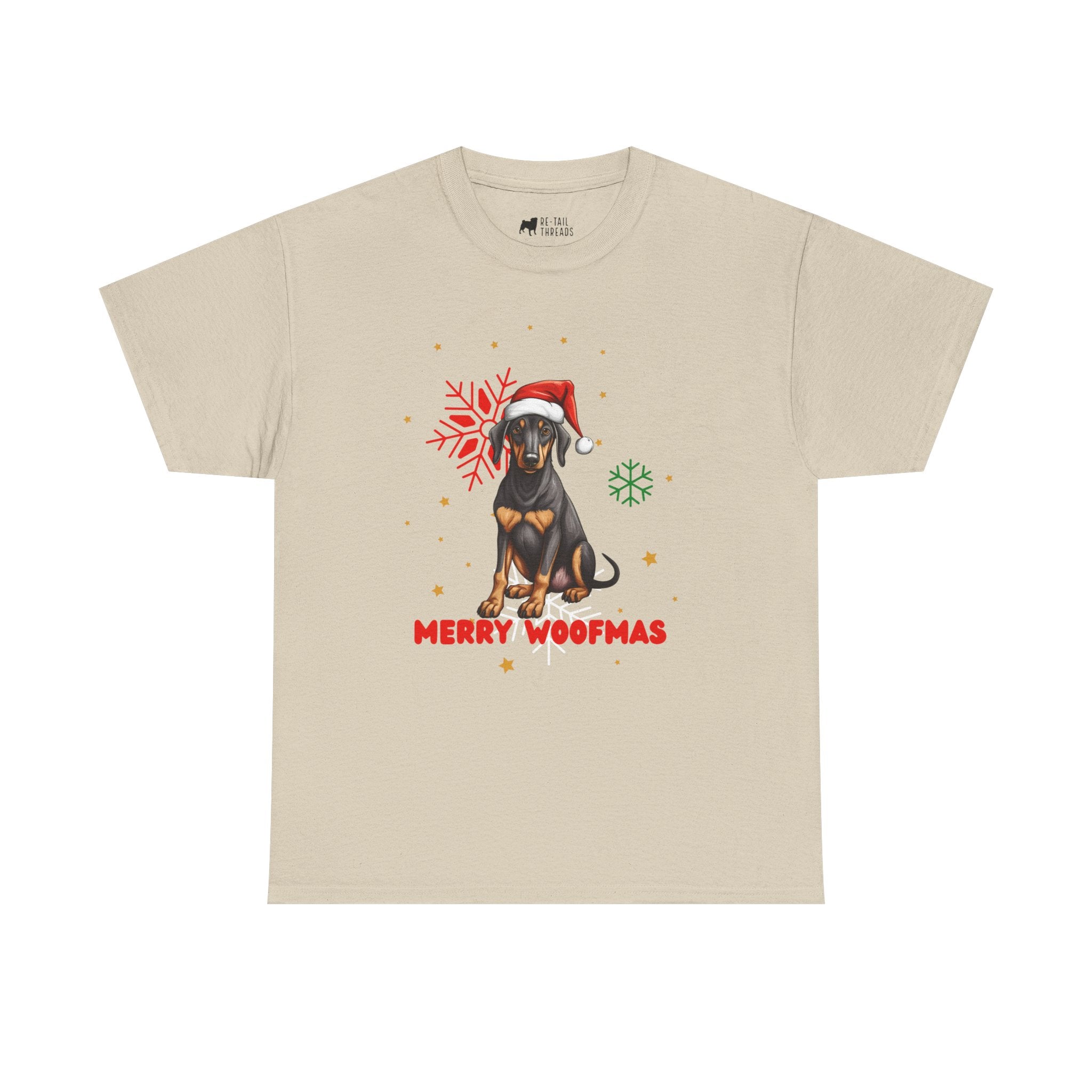 Christmas T-Shirt: Santa Hat Black and Tan Dog