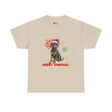 Christmas T-Shirt: Santa Hat Black and Tan Dog