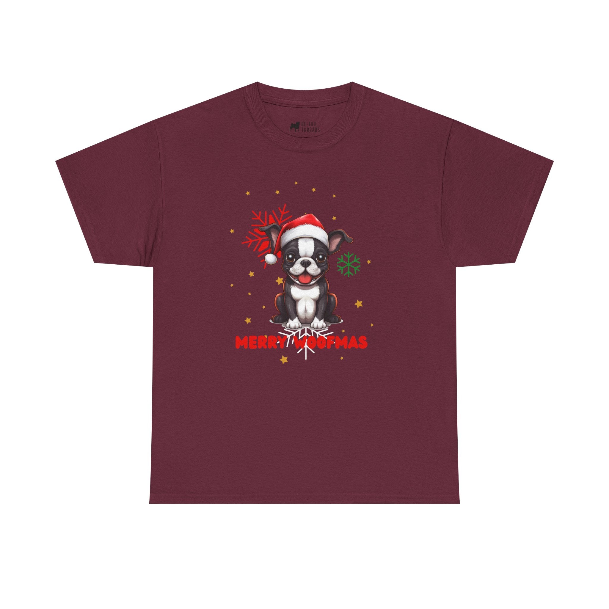 Christmas T-Shirt: Santa Hat Boston Terrier