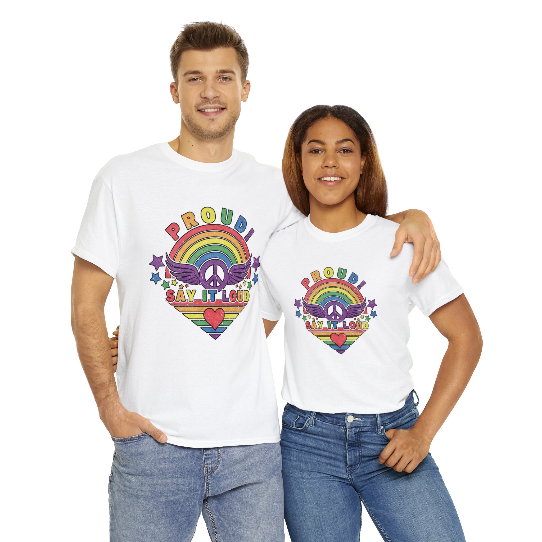 PRIDE T-Shirt: Say it Loud PRIDE Colors