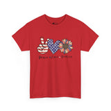 4th of July T-Shirt: Peace Love America Distressed