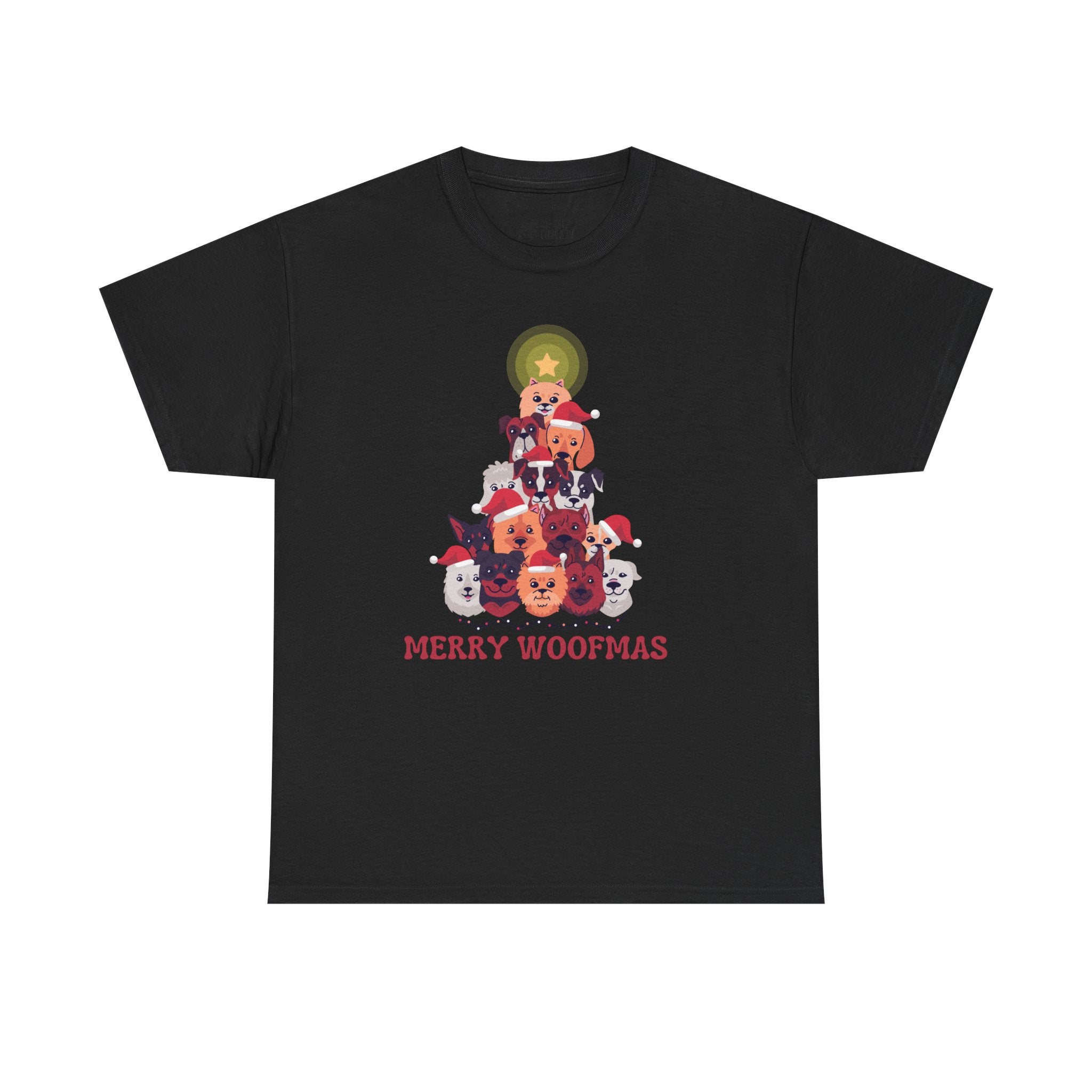 Christmas T-Shirt: Merry Woofmas Tree of Dogs