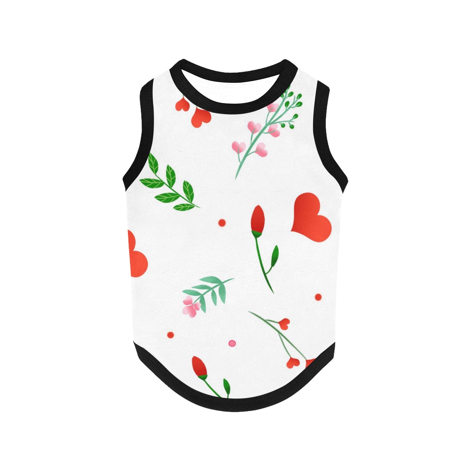 Hearts and Flowers Print Pet Tank Top