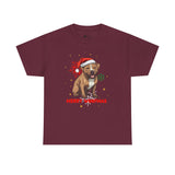 Christmas T-Shirt: Santa Hat Pit Bull #1