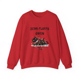 “Zero Fluffs Given” Cat Crewneck Sweatshirt — Funny Holiday Cat Lover Pullover