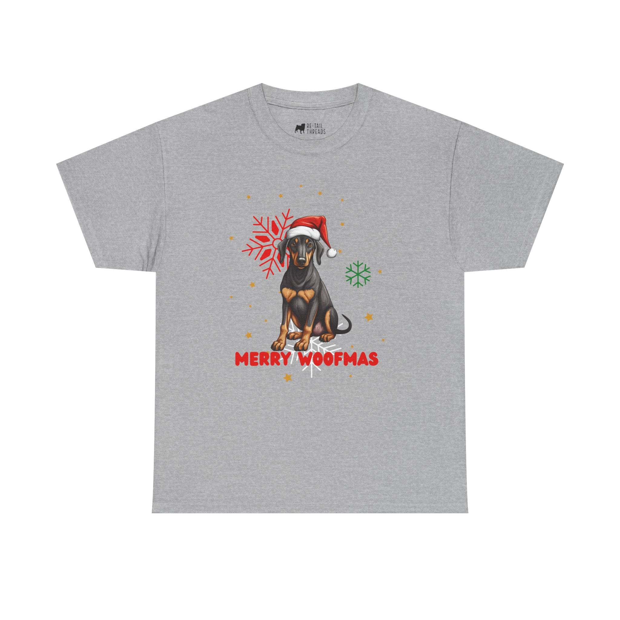 Christmas T-Shirt: Santa Hat Black and Tan Dog
