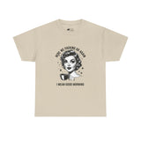 Funny Retro Coffee T-Shirt — "Here We Fucking We Go Again. I Mean Good Morning."