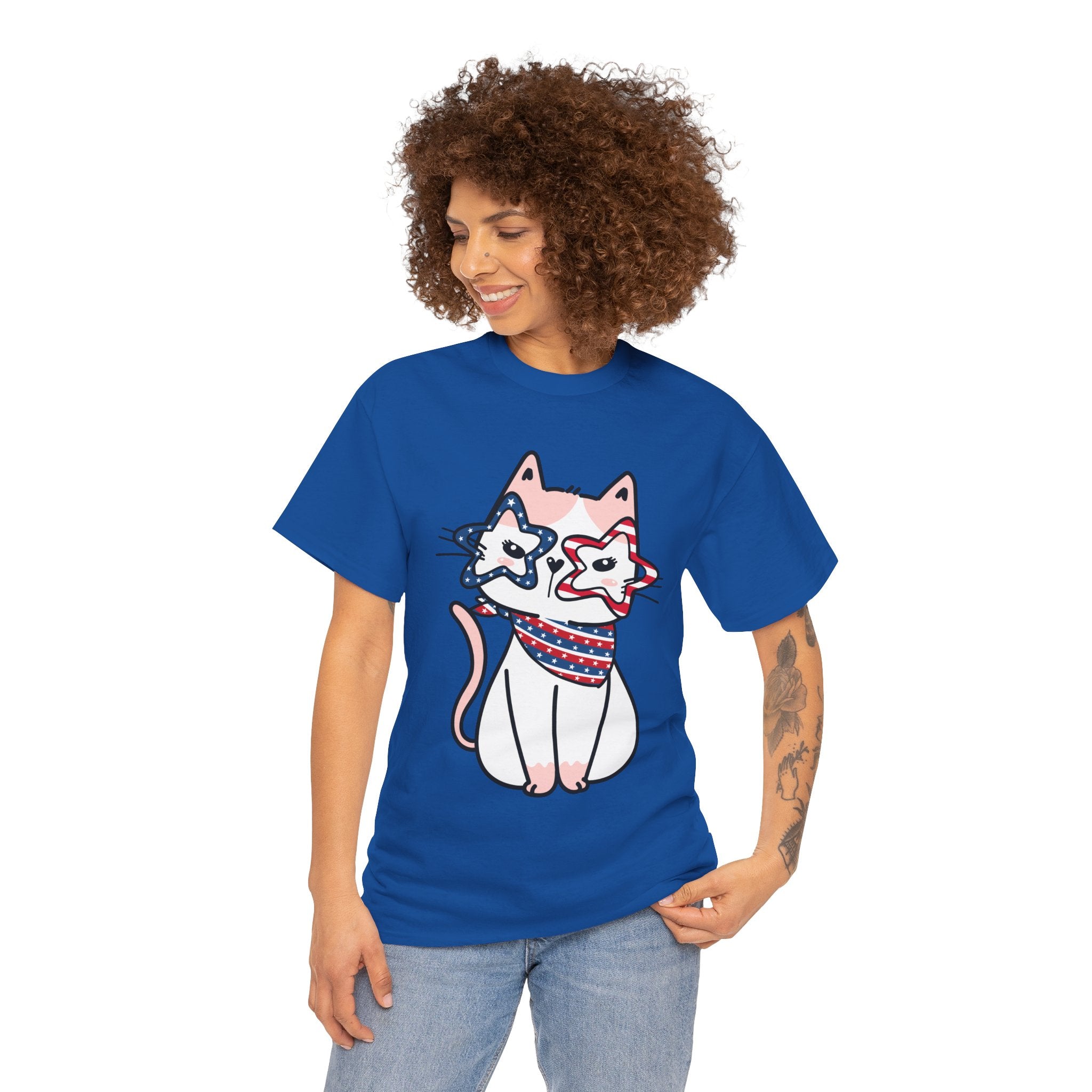 4th of July T-Shirt: Cat with Patriotic Glasses