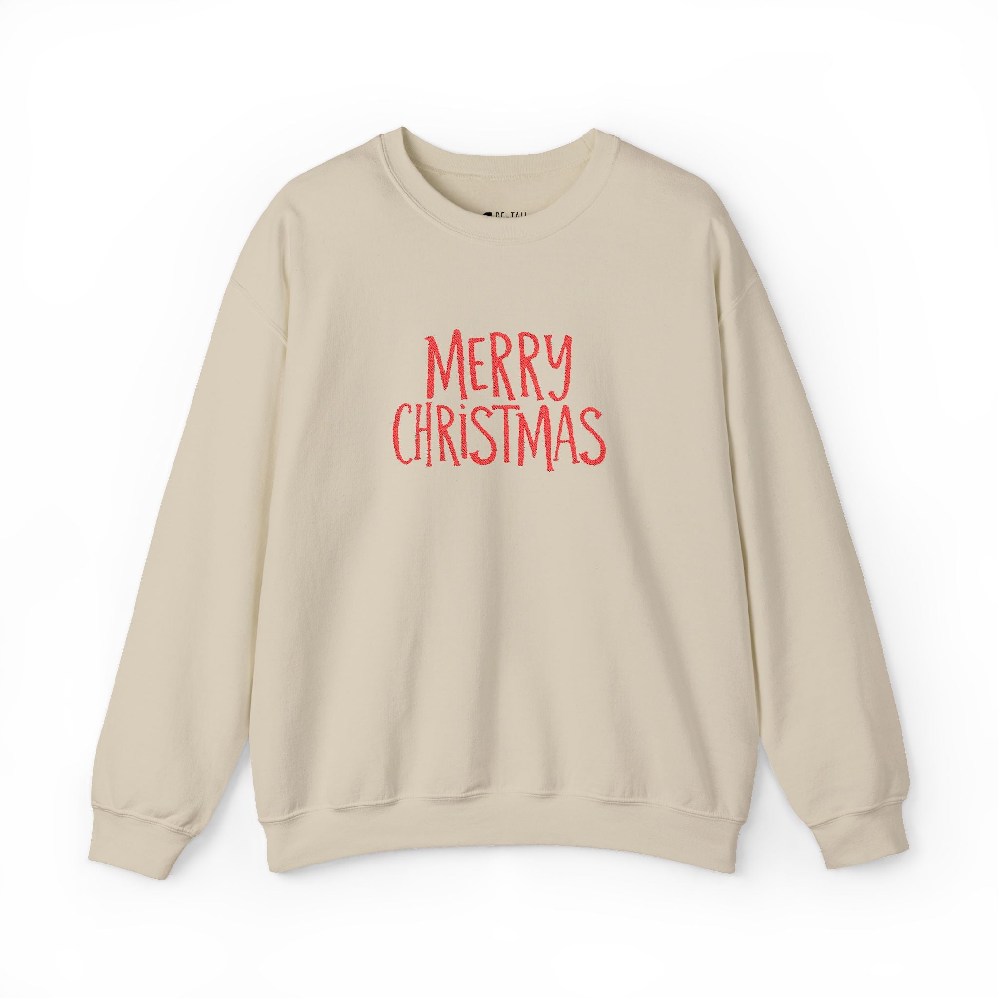 Embroidered Merry Christmas Crewneck Sweatshirt — Minimal Holiday Design
