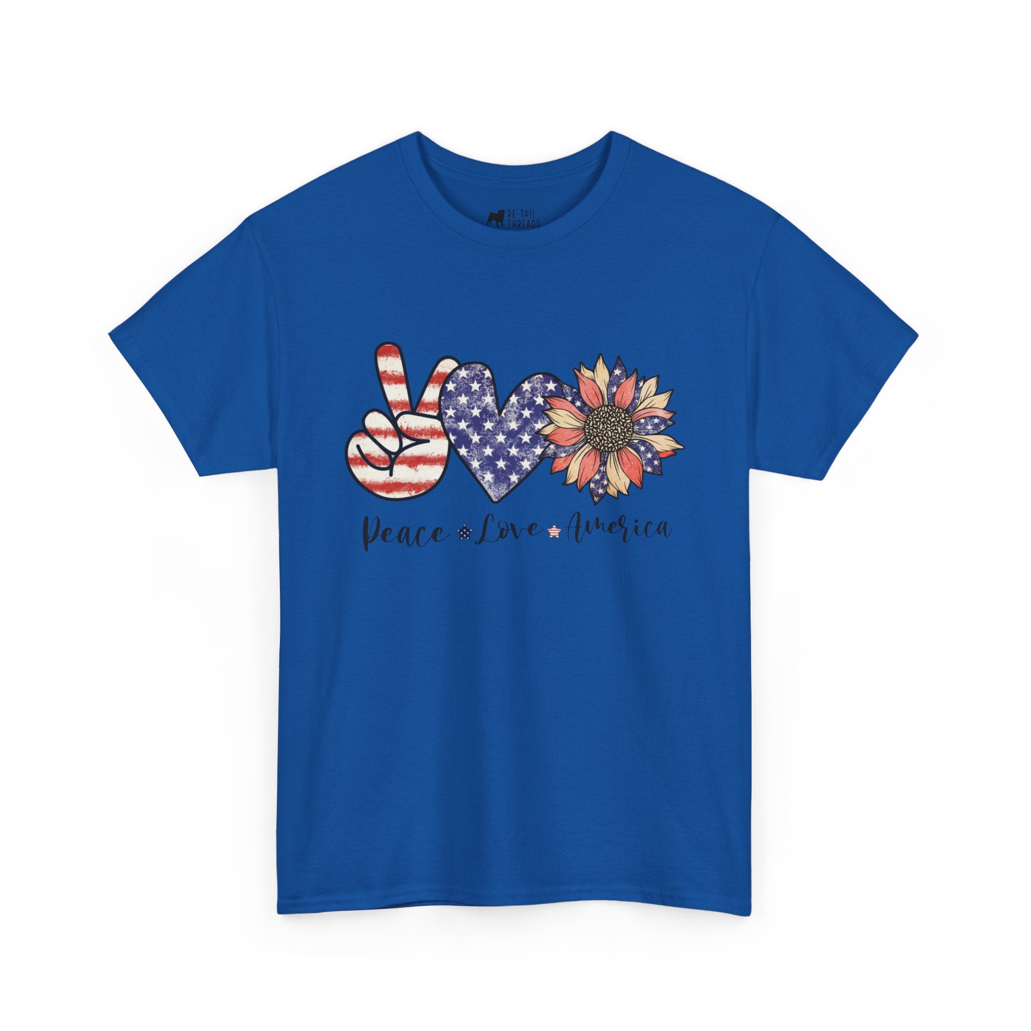 4th of July T-Shirt: Peace Love America Distressed