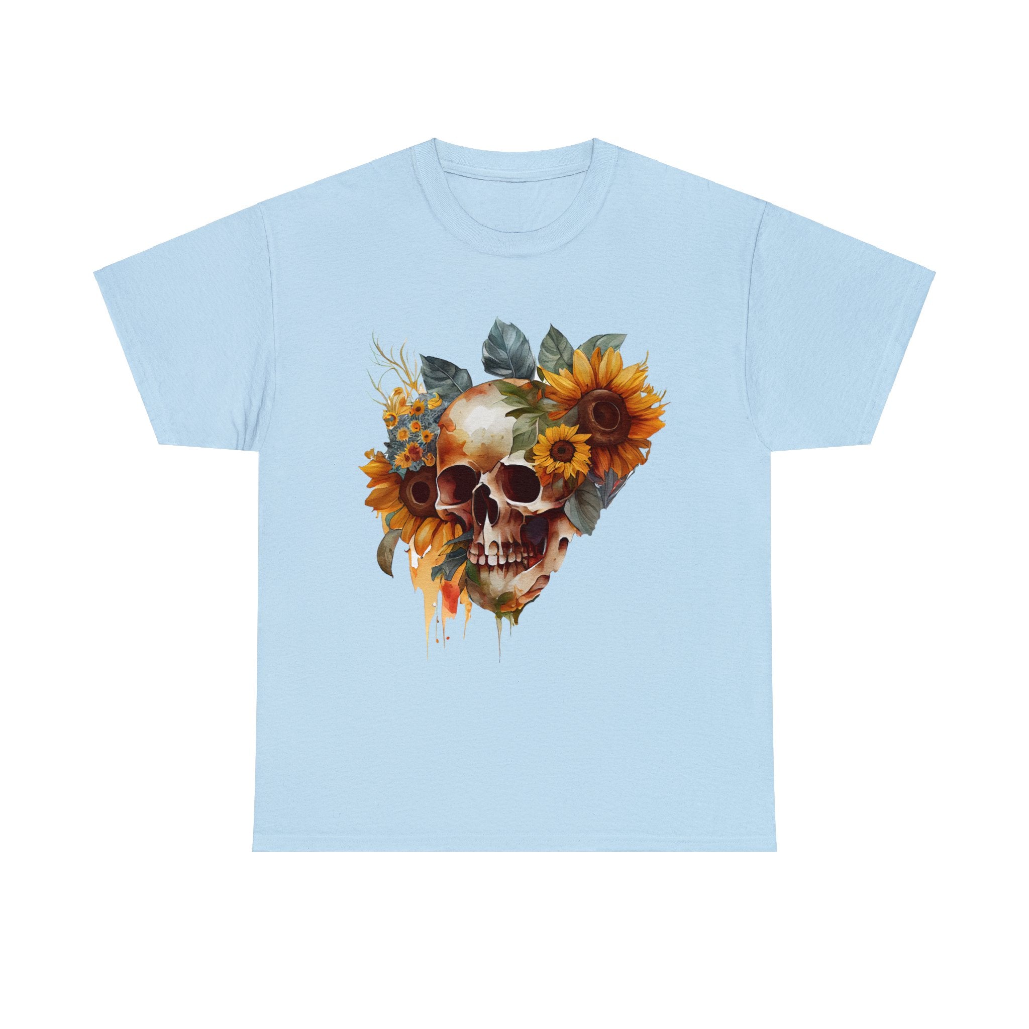 Skull T-Shirt: Skull and Sunflowers