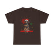 Christmas T-Shirt: Santa Hat Black and Tan Dog