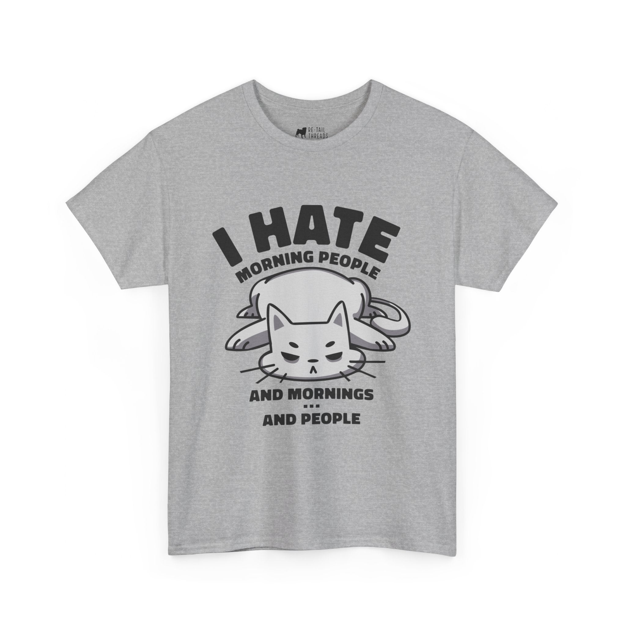 Cat T-Shirt: Cat Hates Mornings and People