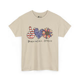 4th of July T-Shirt: Peace Love America Distressed