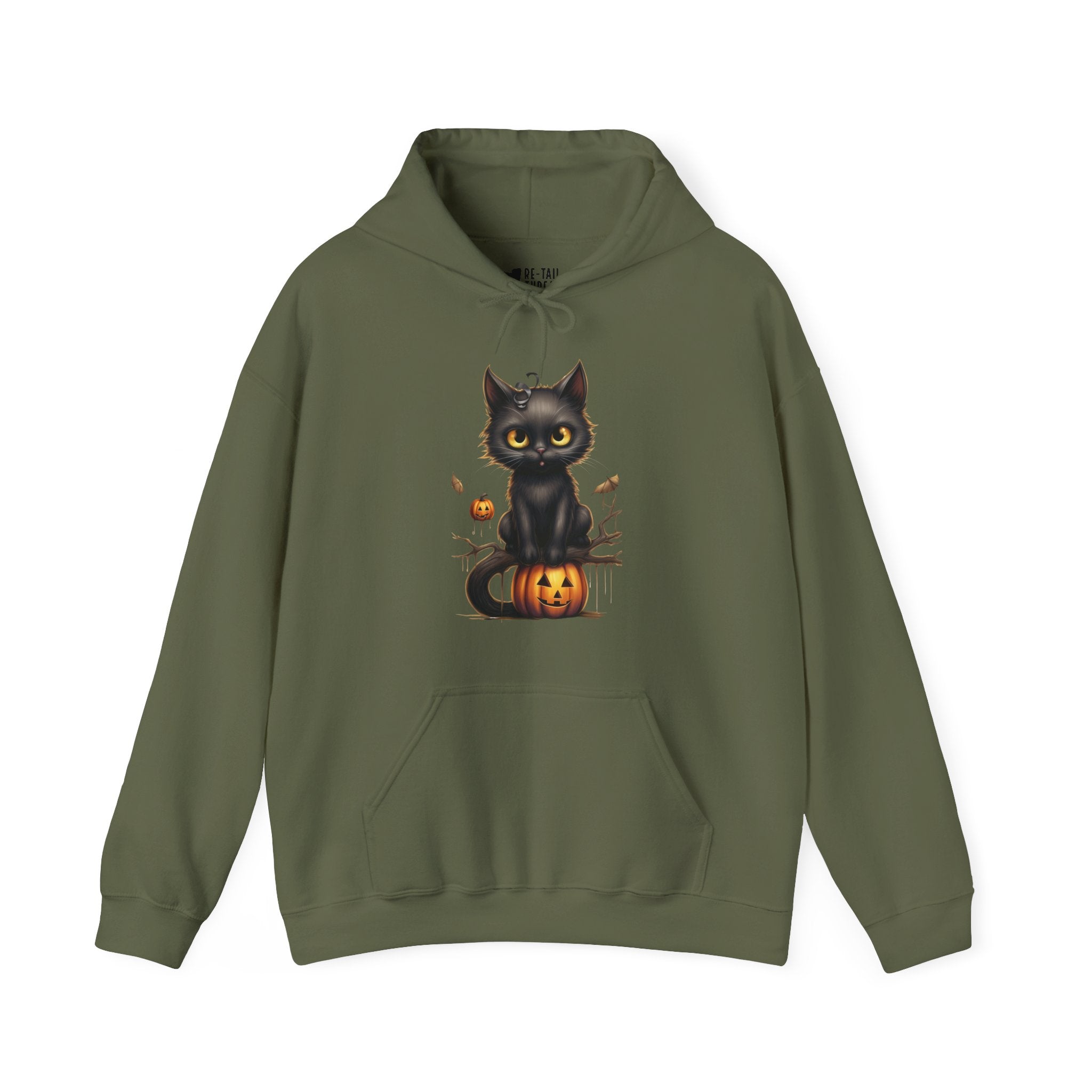 Halloween Hoodie: Black Cat on a Pumpkin