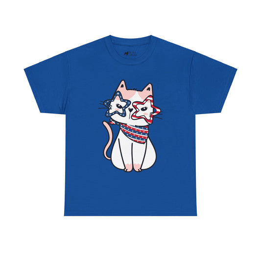 4th of July T-Shirt: Cat with Patriotic Glasses