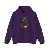 Halloween Hoodie: Black Cat on a Pumpkin