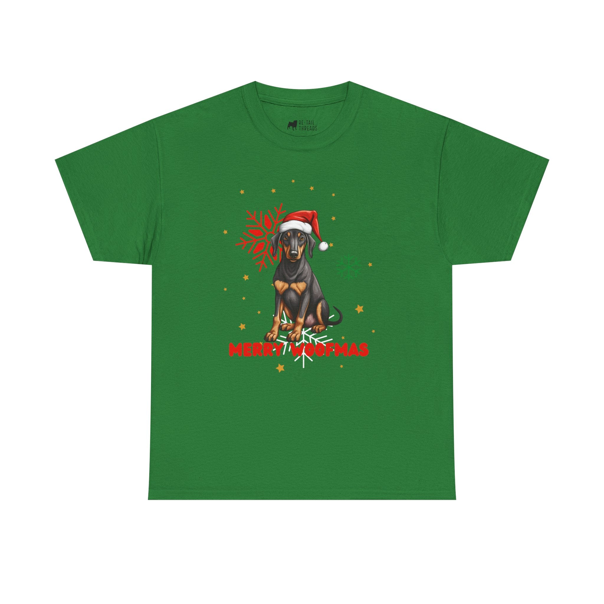 Christmas T-Shirt: Santa Hat Black and Tan Dog