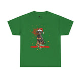 Christmas T-Shirt: Santa Hat Black and Tan Dog