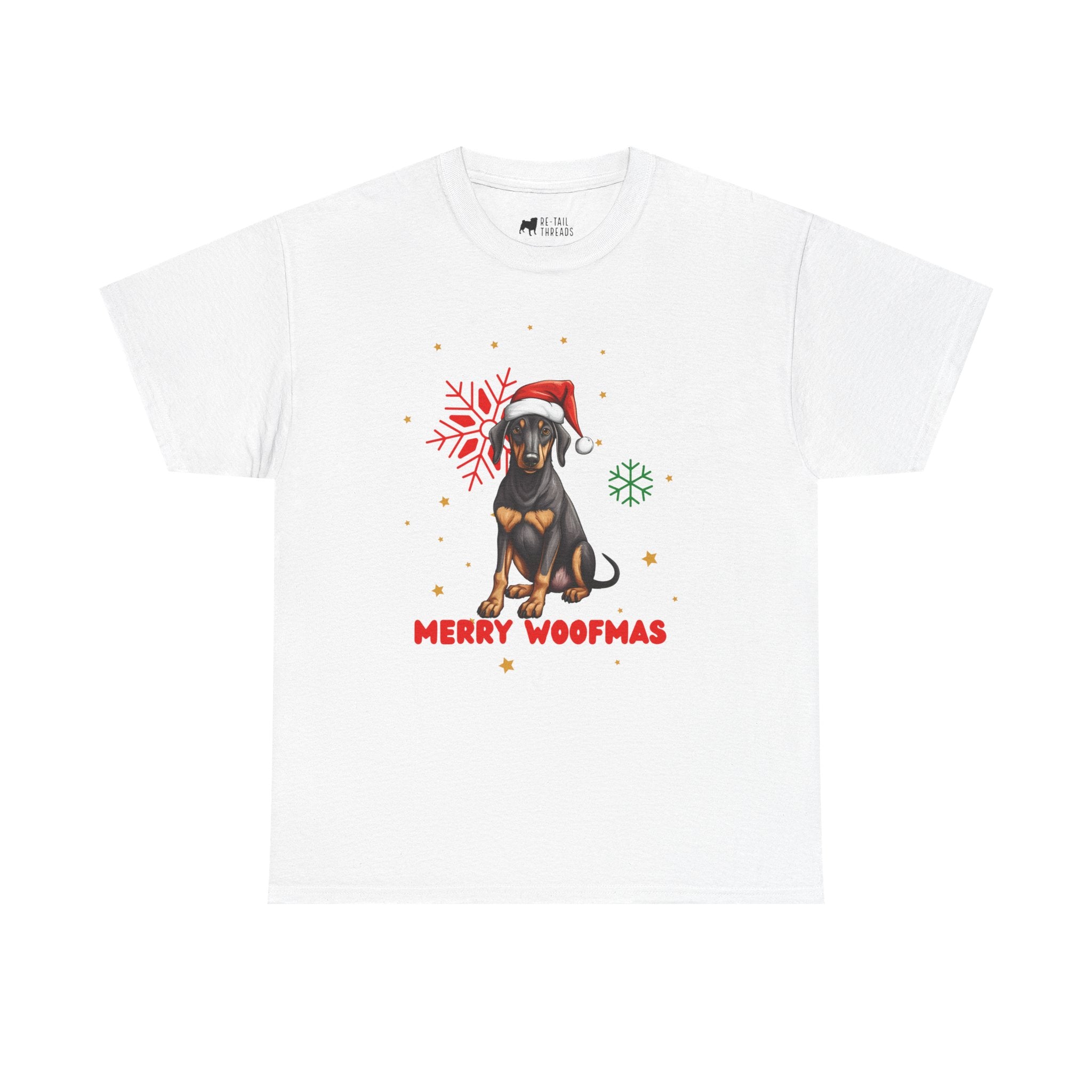 Christmas T-Shirt: Santa Hat Black and Tan Dog