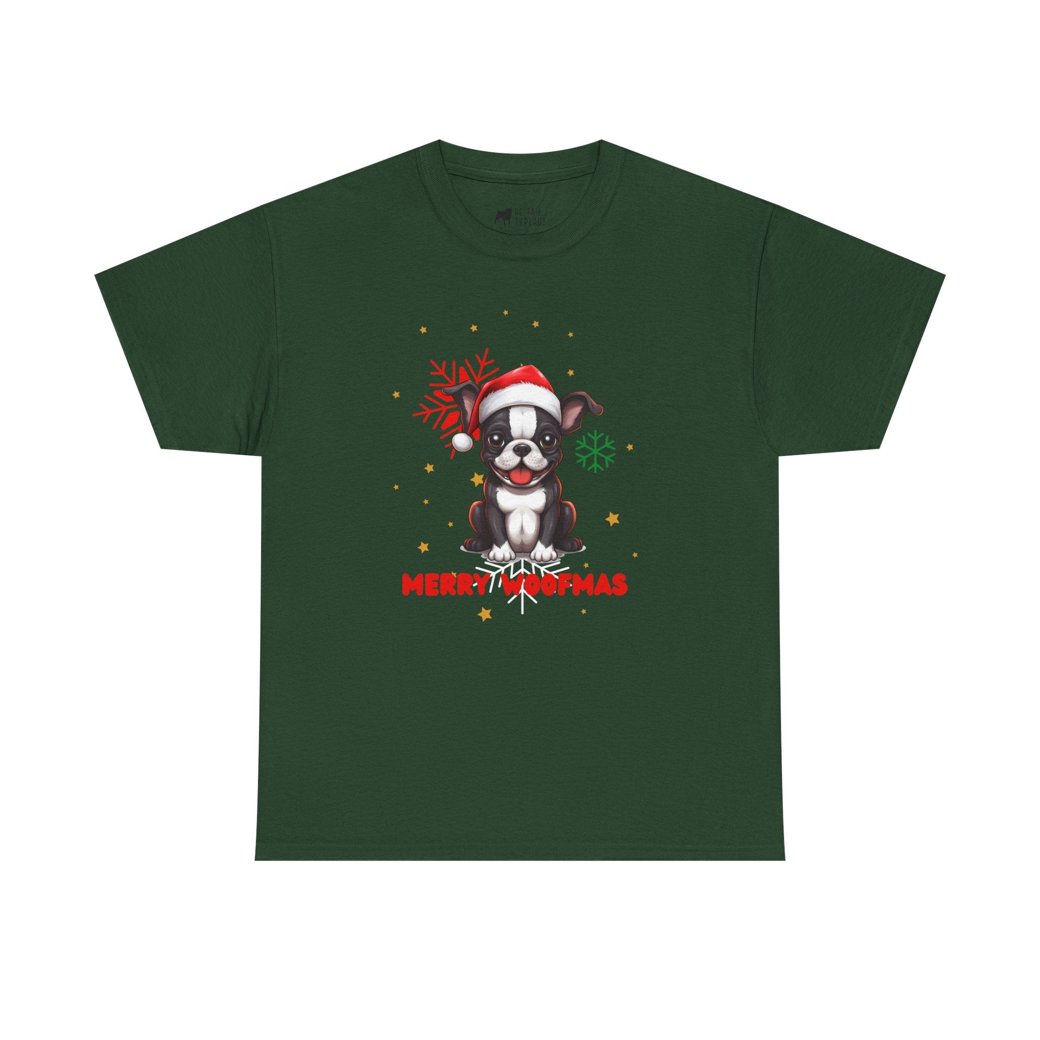 Christmas T-Shirt: Santa Hat Boston Terrier
