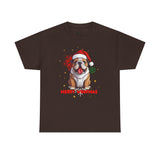 Christmas T-Shirt: Santa Hat English Bulldog