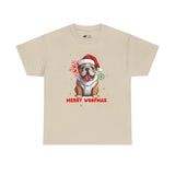 Christmas T-Shirt: Santa Hat English Bulldog
