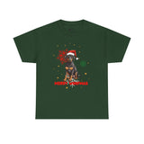Christmas T-Shirt: Santa Hat Black and Tan Dog