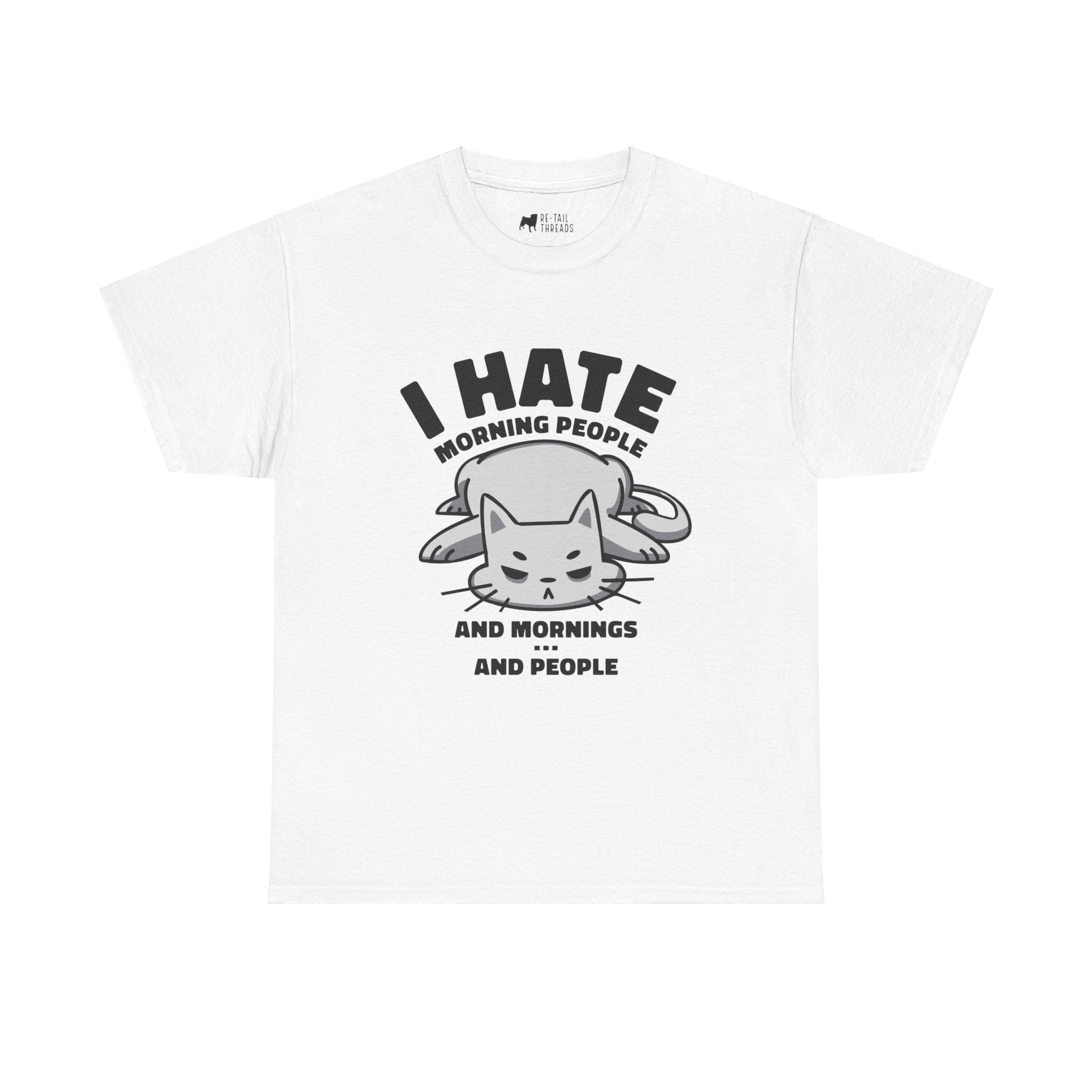 Cat T-Shirt: Cat Hates Mornings and People