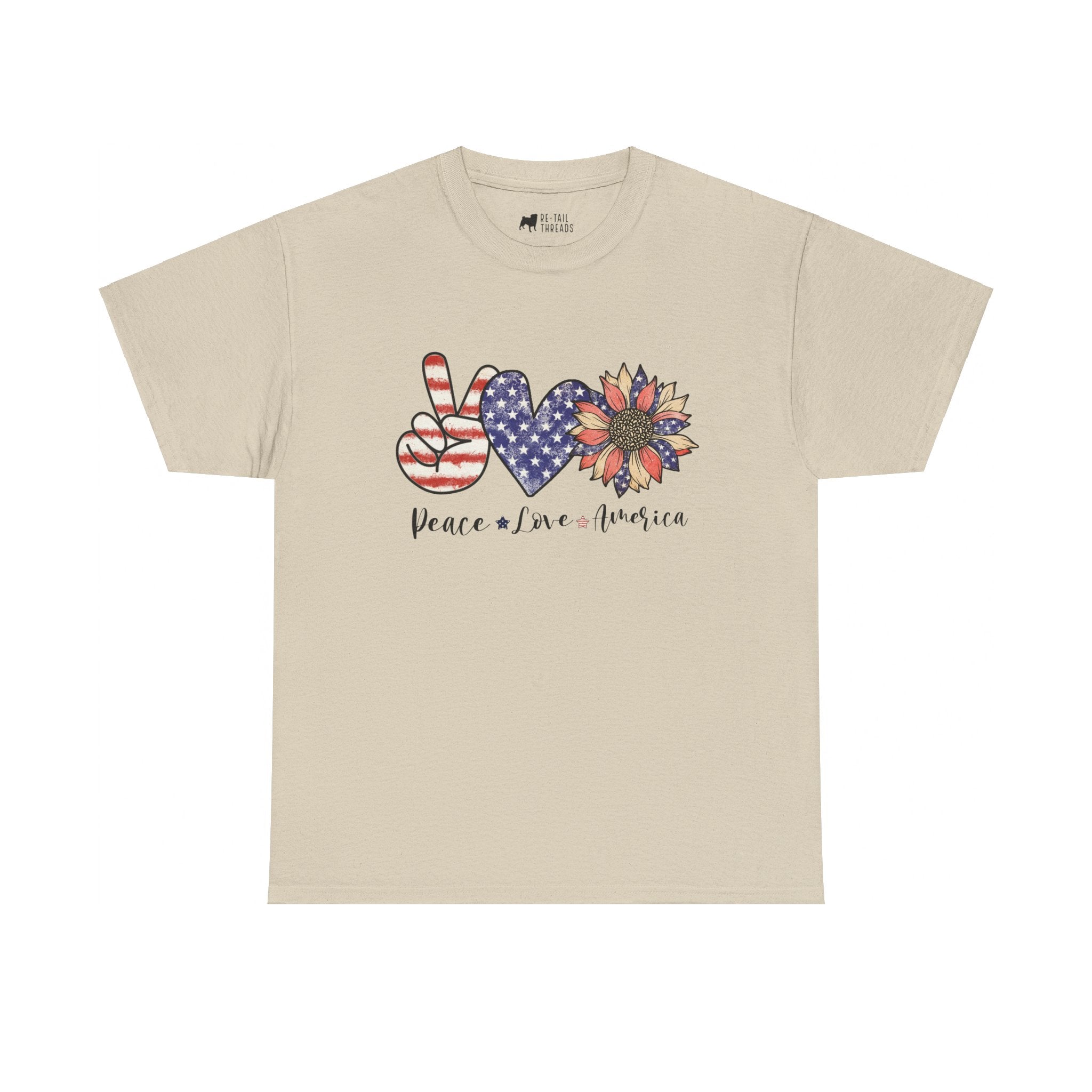 4th of July T-Shirt: Peace Love America Distressed