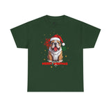 Christmas T-Shirt: Santa Hat English Bulldog