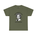 Funny Retro Coffee T-Shirt — "Here We Fucking We Go Again. I Mean Good Morning."