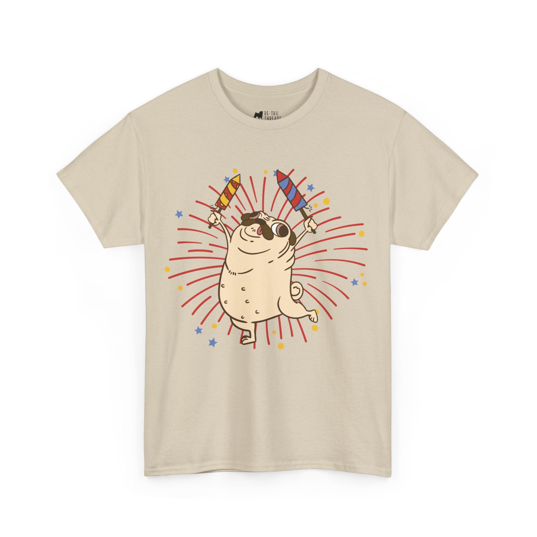 Pug T-Shirt: Pug Fireworks