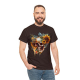 Skull T-Shirt: Skull and Sunflowers