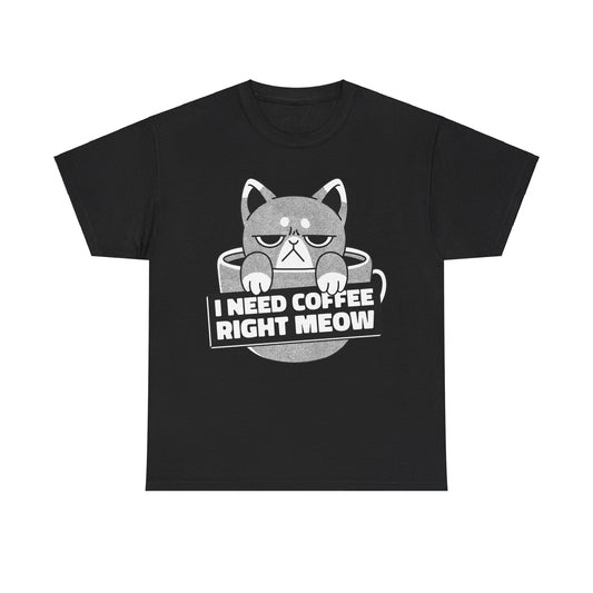 Cat T-Shirt: Coffee Right Meow