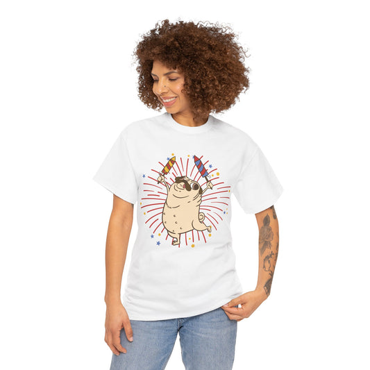 Pug T-Shirt: Pug Fireworks