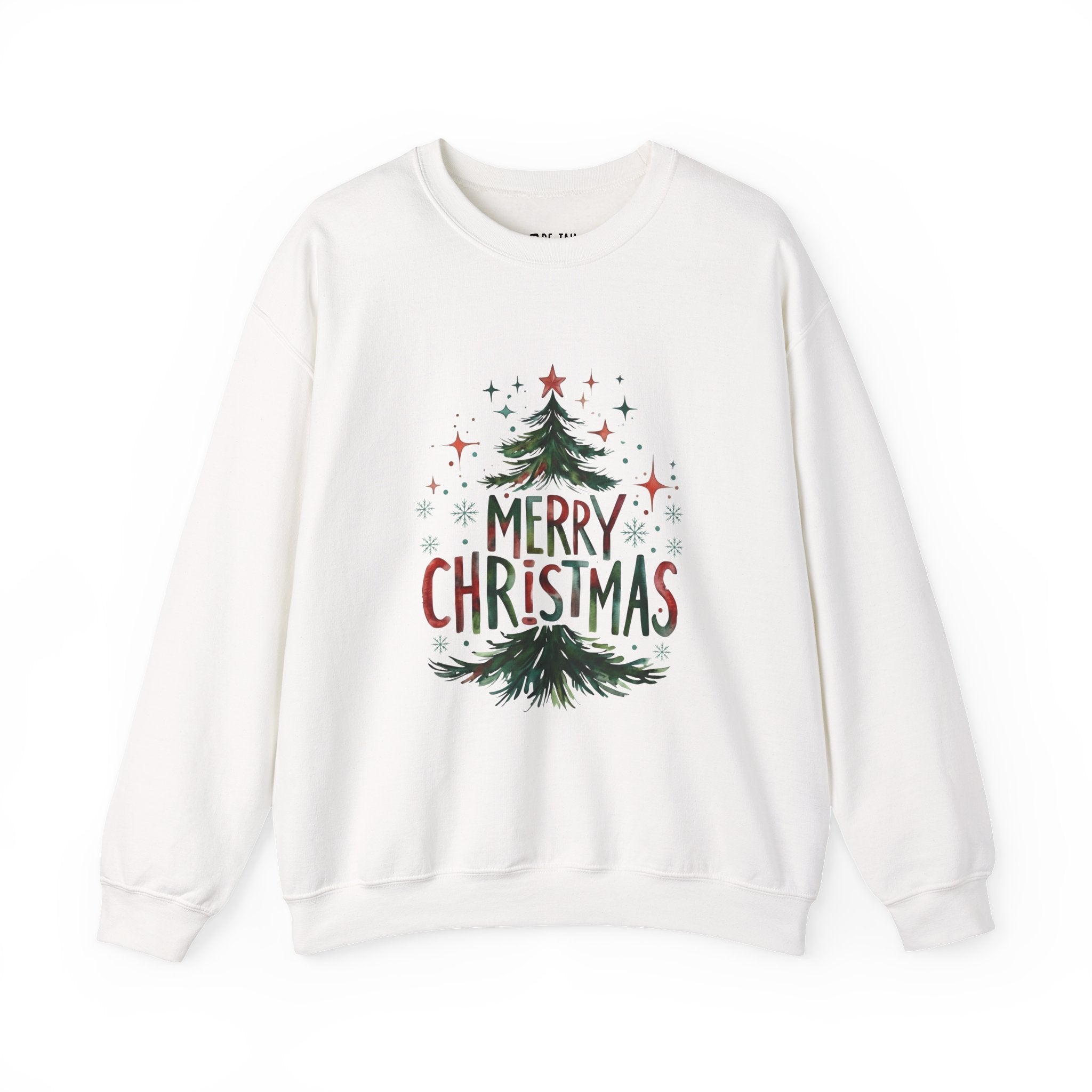Merry Christmas Crewneck Sweatshirt — Festive Tree Holiday Pullover