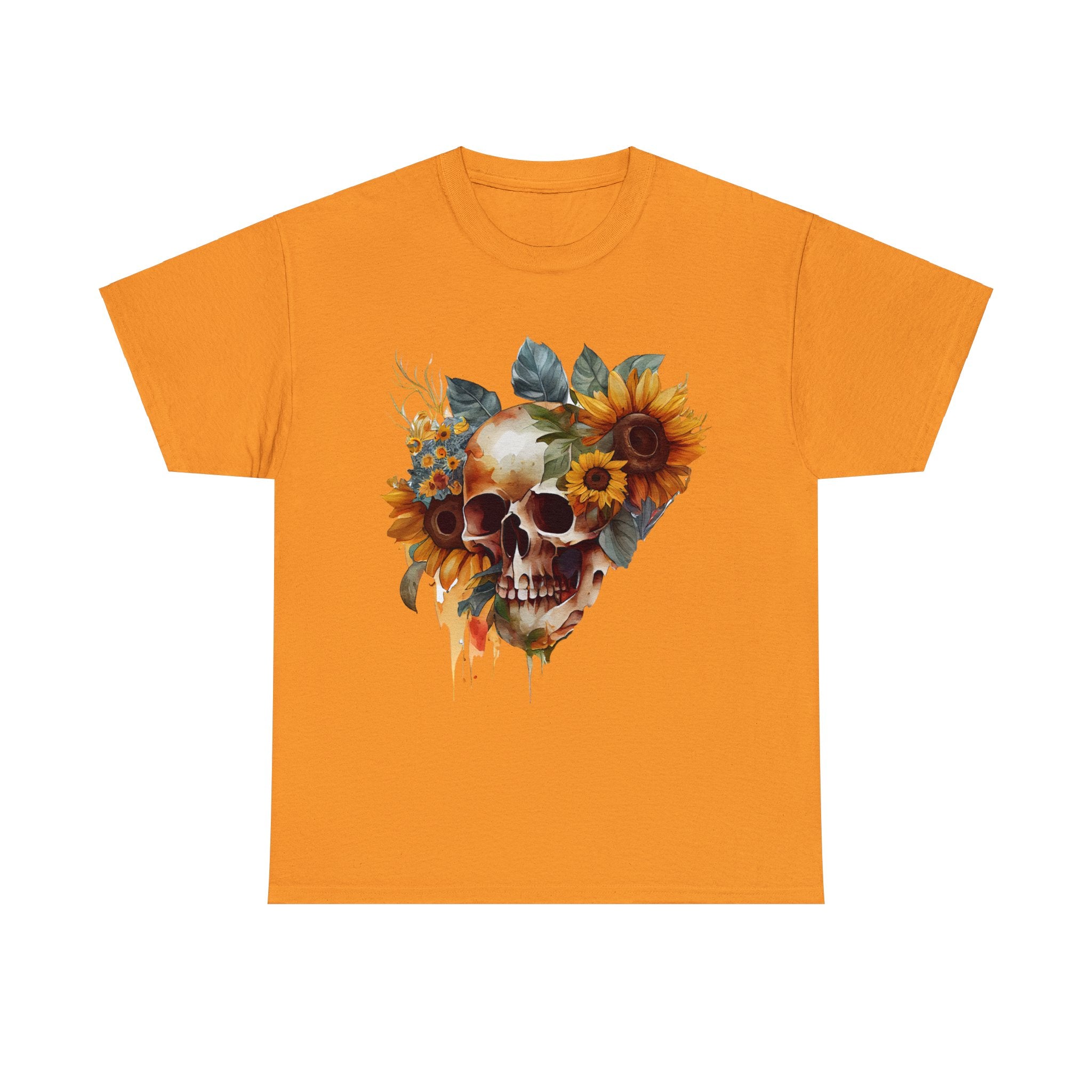 Skull T-Shirt: Skull and Sunflowers
